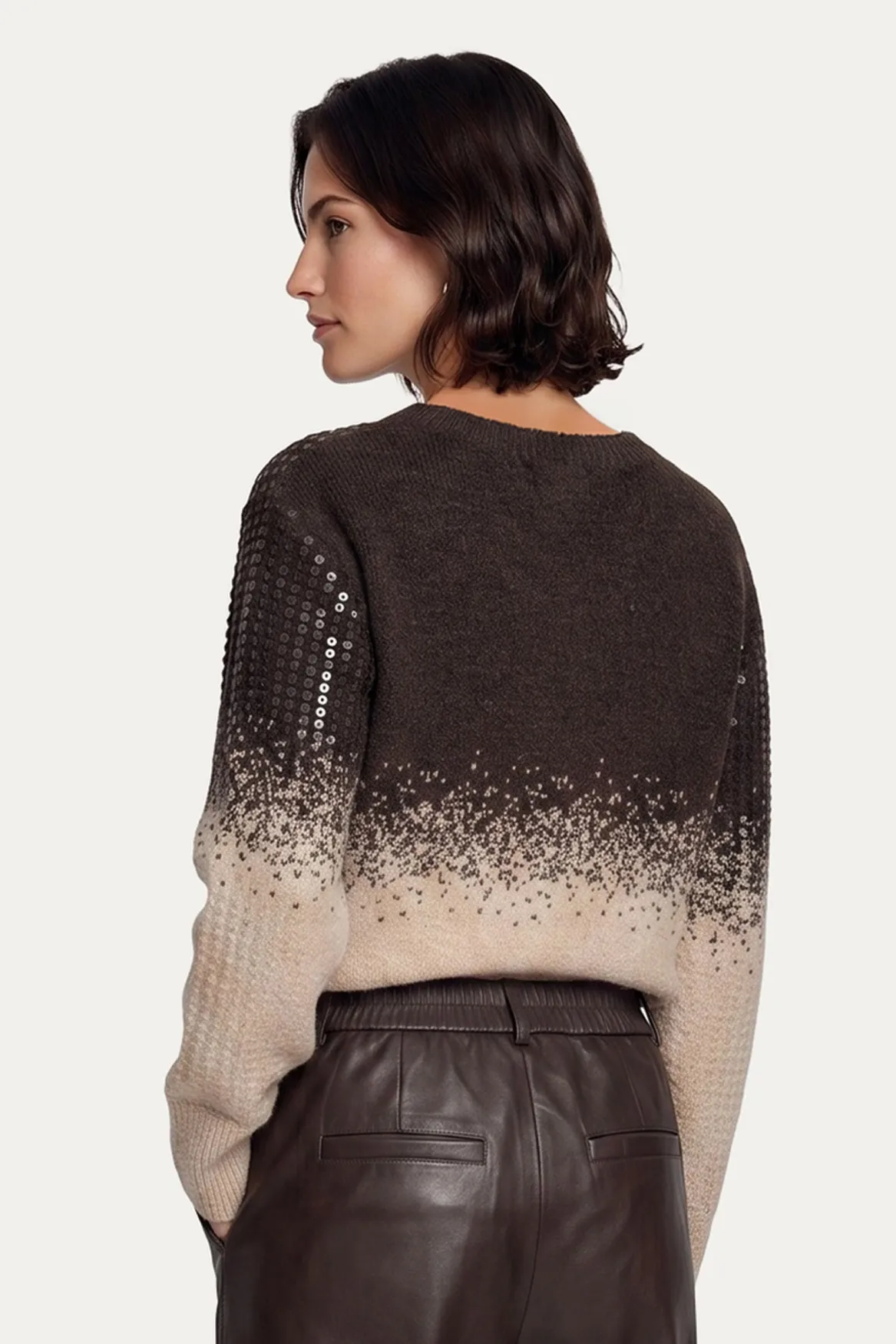 CS The Label Krissy Knit Pullover Dark Chocolate/Sand, gebreide pullover